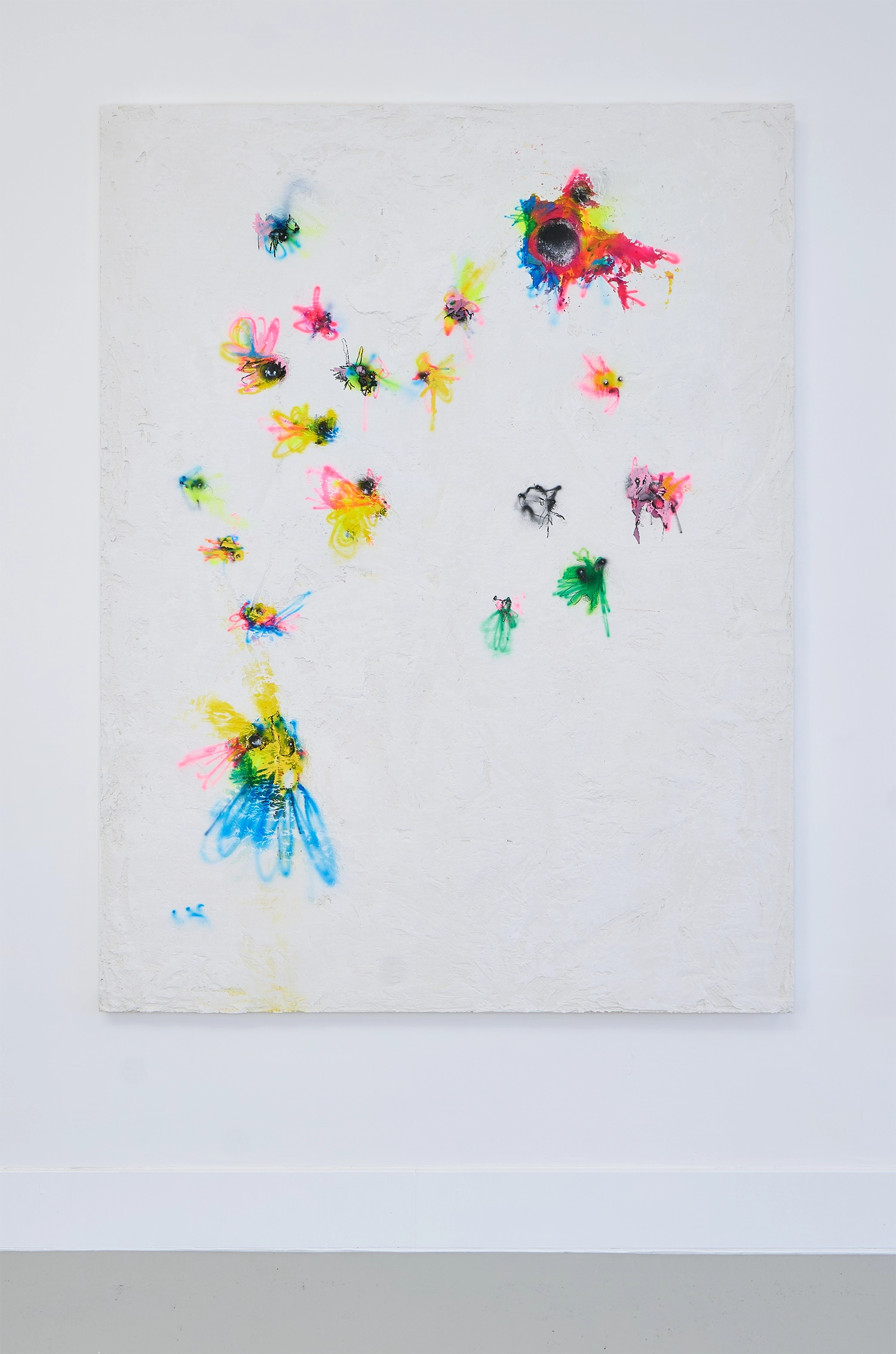 Origineel schilderij Aqualis door kunstenaar Simonian, abstracte mixed media op gips voor zakelijke collectie en boardroom